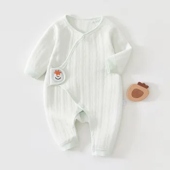 ملابس الأطفال حديثي الولادة من 0 إلى 6 أشهر بذلة دافئة مبطنة بالقطن لخريف وشتاء ملابس على شكل فراشة لحماية البطن 3