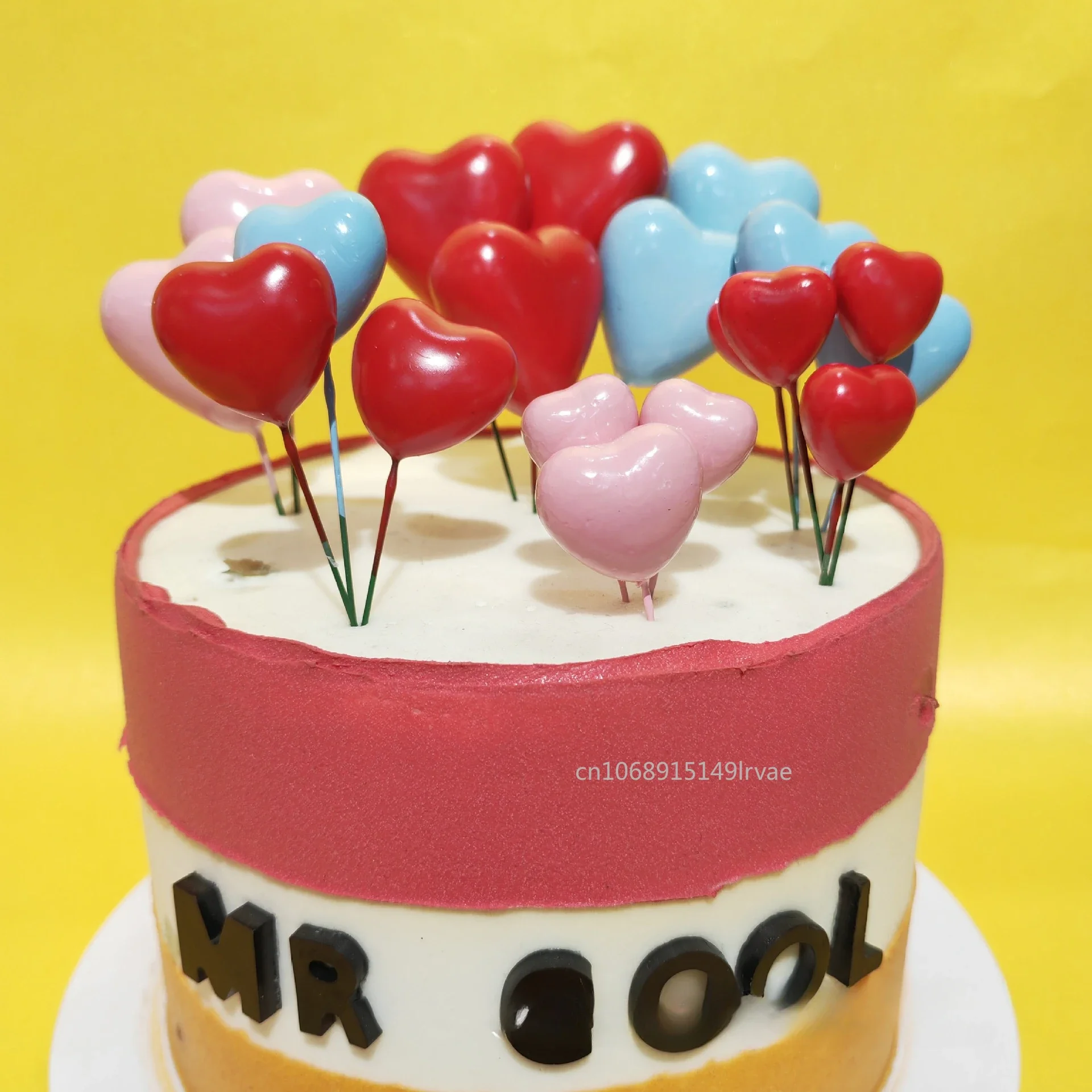 20PCS 3D Heart Cake Toppers Foam Toppers Cake Decoration Happy Birthday Cake DIY Insert for Wedding Baby Shower Valentine's Day