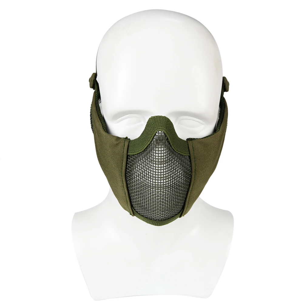 and Paintball CS Foldable Half Low-carbon Steel Mesh Style Comfortable Adjustable Protective (Black)