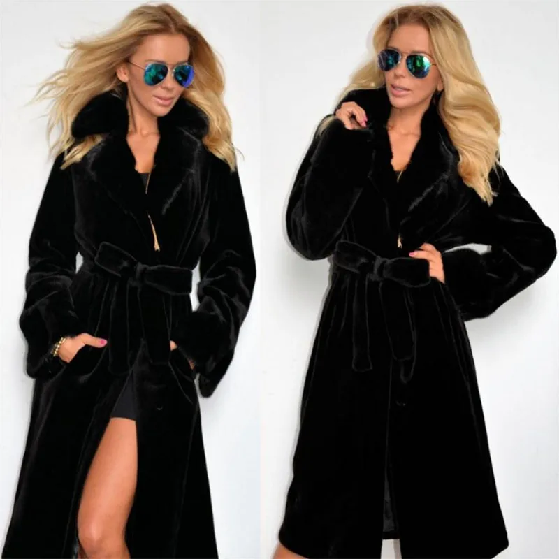 2023 Winter Fashion 4XL BlackImitation Fur Coat Europe and United States Women Thicken Warm Windbreaker Casual Overcoat Jackets