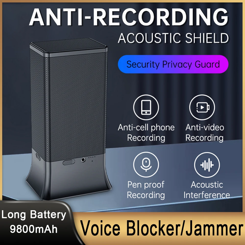 Full Range Cover 360° Privacy Guard Anti Voice Recording Device Big Battery Voice Jammer for Meeting, Conversation, Interview