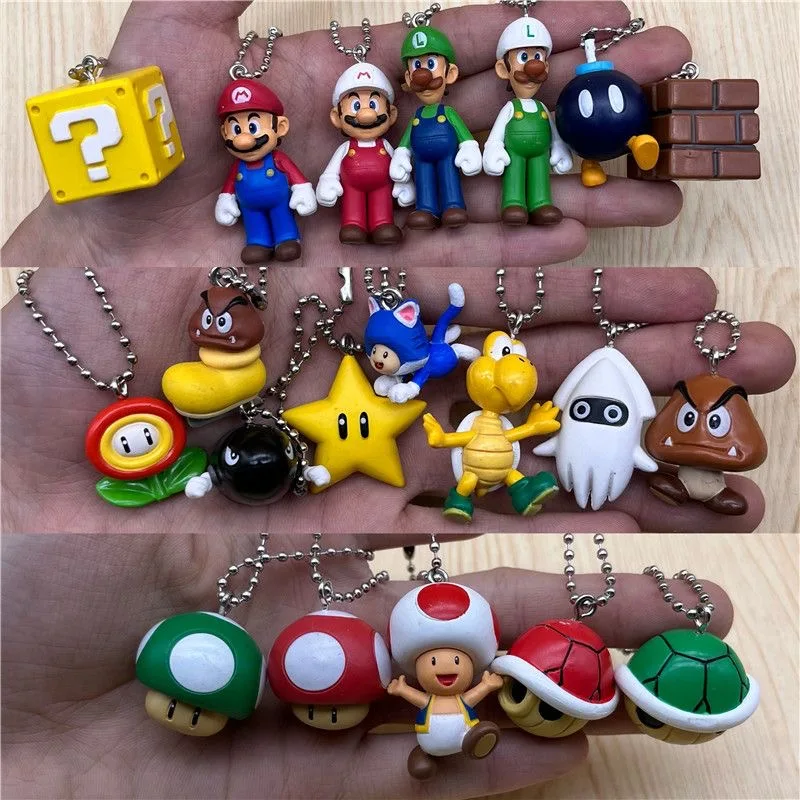

Экшн-фигурка в стиле Super Mario Bros мини-брелок Аниме, кулон в виде рюкзака Луиджи, брелок для автомобиля, милое украшение, детская игрушка, подарки