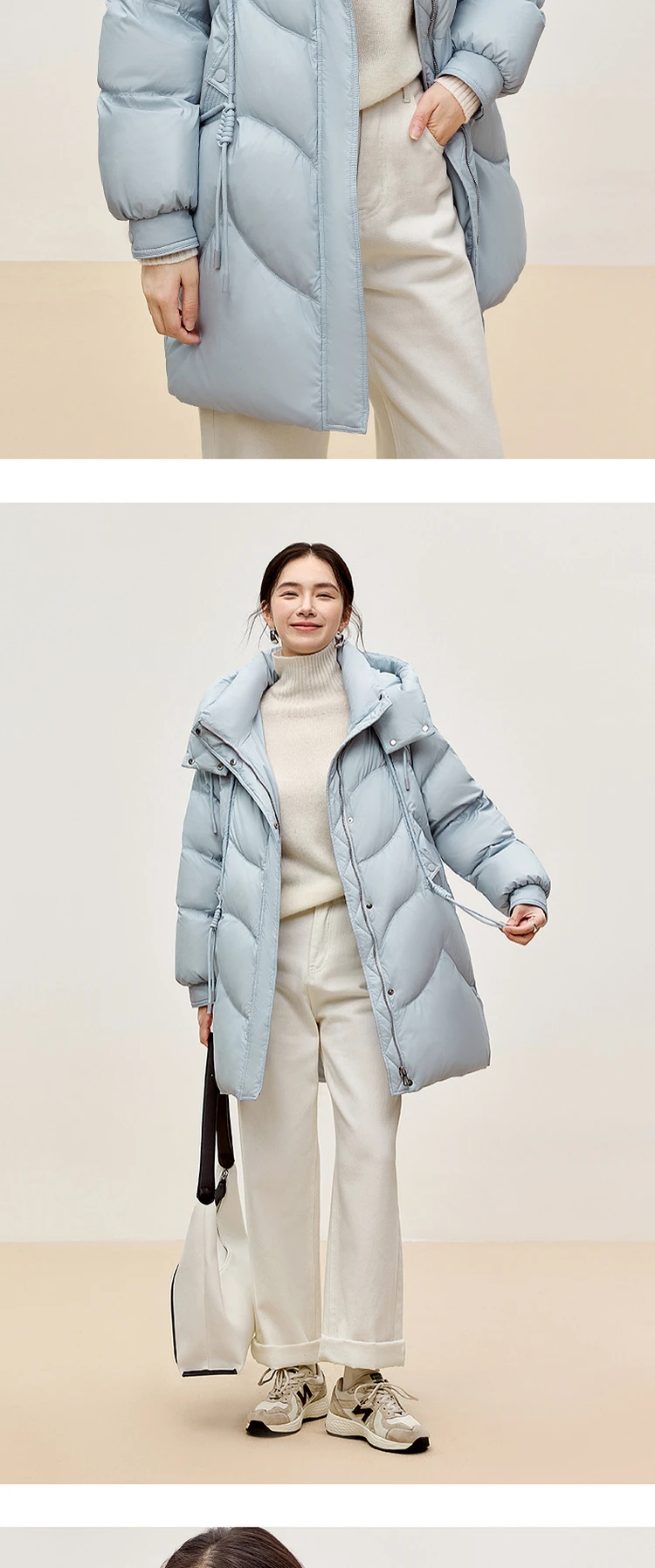 SENTUBILA 90% White Duck Down Coat Women 2024 Winter Thick Stand Neck Long Down Coat Puffer Jacket Women Outerwear W44Y56274