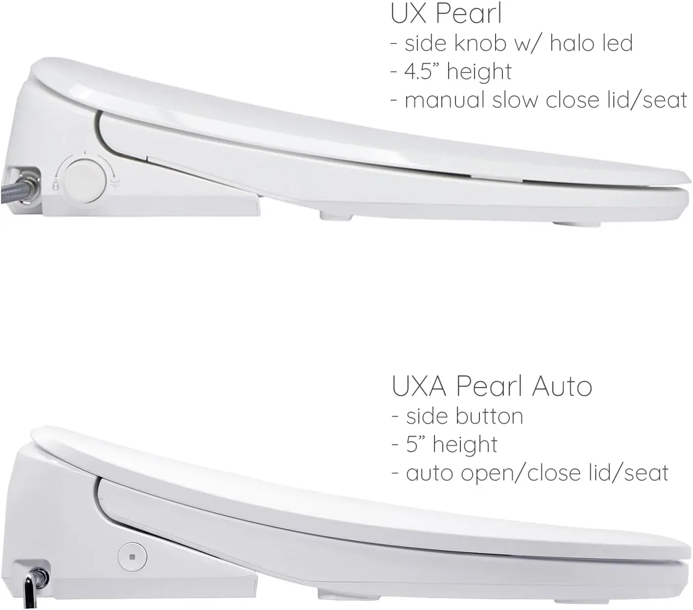 UXA Pearl Auto Bidet Toilet Seat in Elongated White | Endless Warm Water | Automatic Lid and Seat | Arced Stainless Stee 4