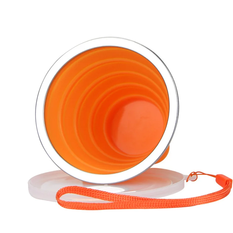 Falt becher 200/270ml bpa kostenlos Wasser becher in Lebensmittel qualität Reise Silikon versenkbare farbige tragbare Outdoor-Kaffee-Hands chale – Detail 6