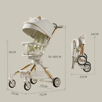 Poussette bébé légère et pliable à une touche, haute vue, poussette de salle à manger pour bébé assis et allongé, bidirectionnel, Cheshire Age 5