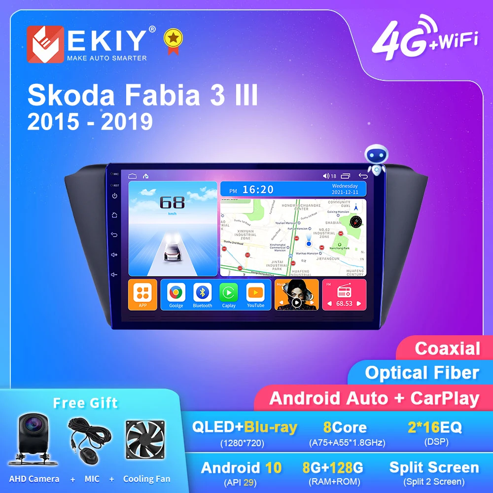 

EKIY T7 QLED DSP Android Auto Radio For Skoda Fabia 3 III 2015-2019 Stereo Car Multimedia Video Player 2din Carplay GPS Navi DVD