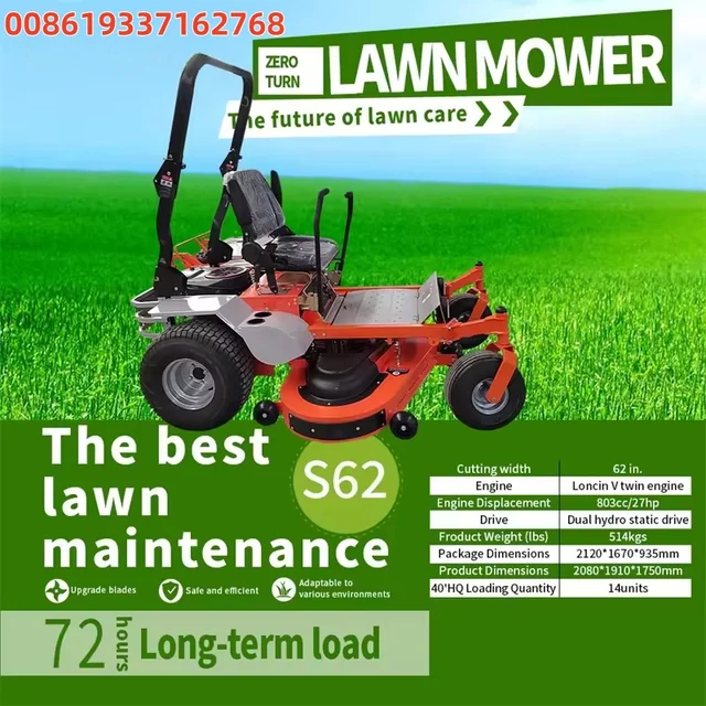 Hot Selling Riding Lawn Mower Tractor With for Cutting 25HP 48 50 62 Inch Ride on Zero Turn Lawn Mower 3