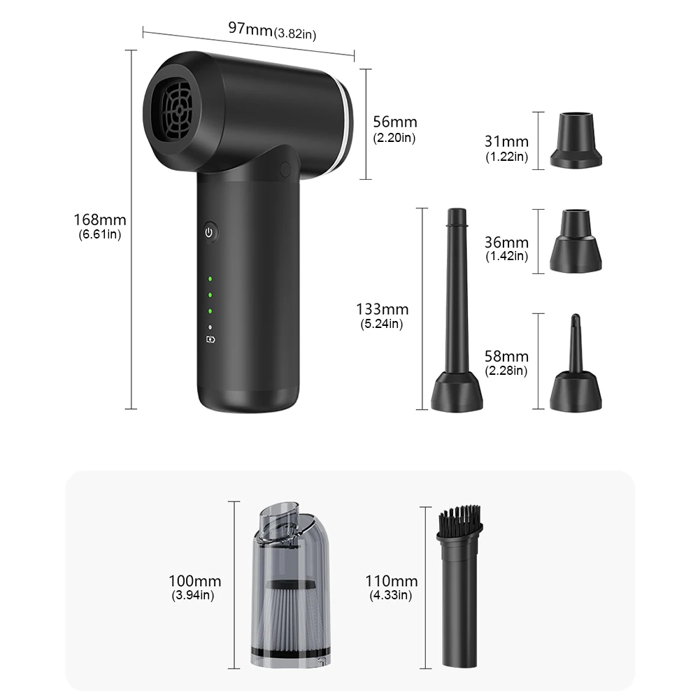 3 In 1 Air Duster Portable Electric Air Blower Rechargeable Cordless Suck Cleaner 6000mAh Computer Keyboard Cleaner for Camera