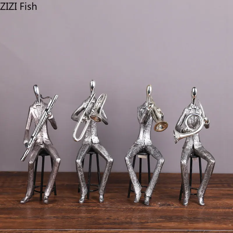 JazzSymphonyBandMusiciansCharacterStatueDeskDecorationMusical