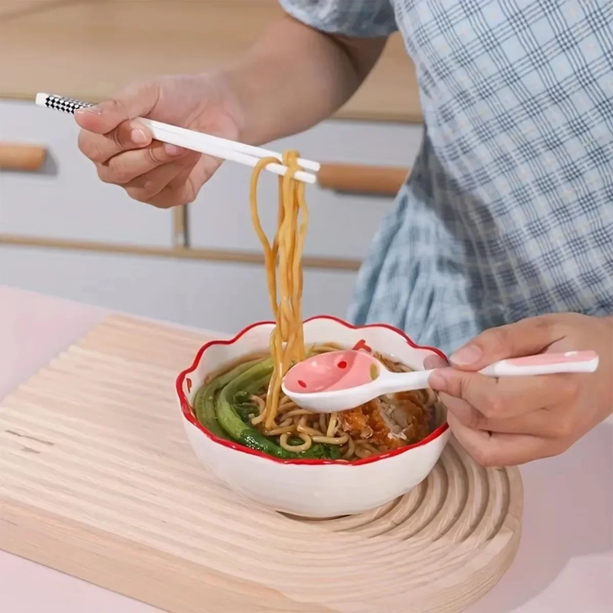 Ceramic Strawberry Soup Spoon with Long Handle for Kitchen Tableware