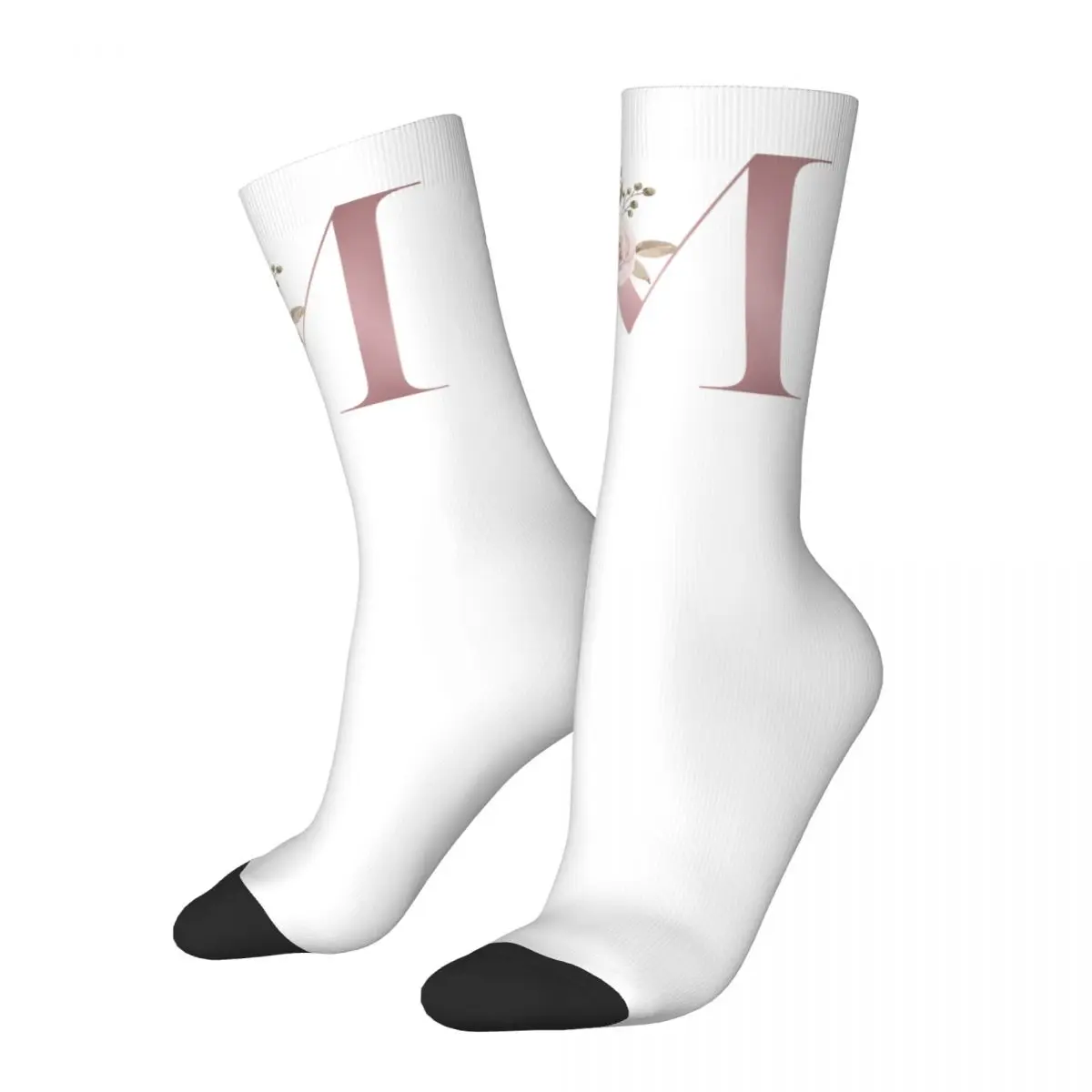 

Fashion Men's Socks Harajuku Letter M Sock Polyester Pink Floral Alphabet Sport Women Socks Spring Summer Autumn Winter
