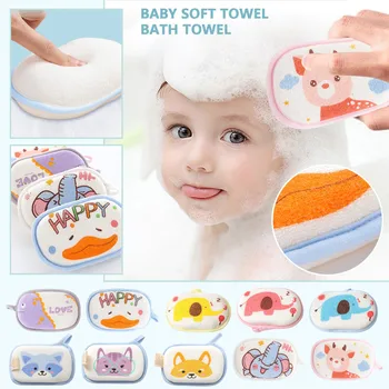 Stampa carina Bambini Baby Shower Spugna da bagno Strofinare Cartoon Elefante Asciugamano per il lavaggio del corpo Infantile Toddle Spazzole da bagno per neonati Strofinare morbido
