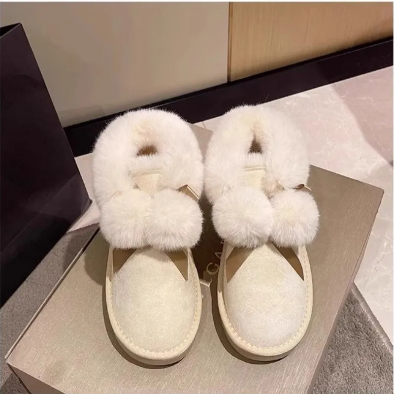 Women's Winter New Snow Boots Women's Cute Plush Comfortable Warm Cotton Shoes Women's Fashion Thick Sole Plush Ankle Boots