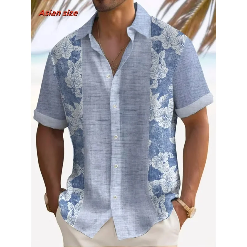 Colorful Stripes Pattern Hawaiian Shirt For Men Color Block 3D Printed Short Sleeve Tops Casual Lapel Aloha Shirts Loose Blouses 3