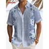 Colorful Stripes Pattern Hawaiian Shirt For Men Color Block 3D Printed Short Sleeve Tops Casual Lapel Aloha Shirts Loose Blouses 3