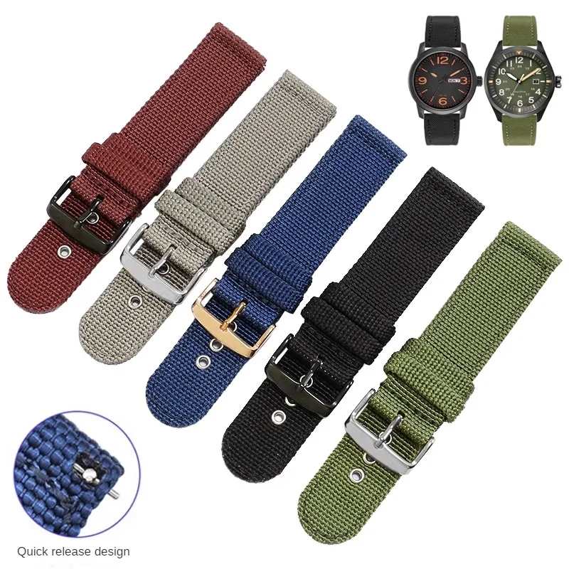 

Universal Waterproof Canvas Watch Strap Of Various Brands 19/20/21/22/23/24mm Flat Interface Nylon Watchband