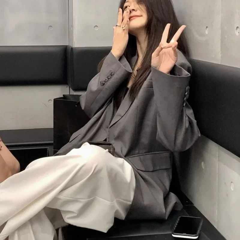 Women's Blazer Spring Autumn Casual Long Sleeve Suit Jacket 2023 New Fashion Office Commute Business Elegant Tops Oversize XS-L
