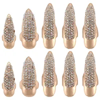 10pcs 3 Sizes Gothic Punk Style False Nail Claw Paw Finger Rings Cosplay Decoration (Golden) Claw ring 1