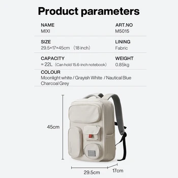 Mixi Outdoor Backpack Women Travel Bag 18 Inch Men Rucksack Waterproof Laptop White Black