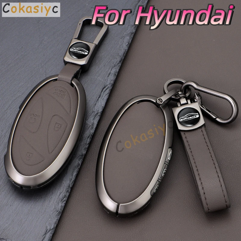 Zinklegierung Leder Auto Fernbedienung Schlüssel Fall Abdeckung Halter Shell Für Hyundai Ionic 6 Grandeur GN7 Kona Ev New Grand Prix Zubehör