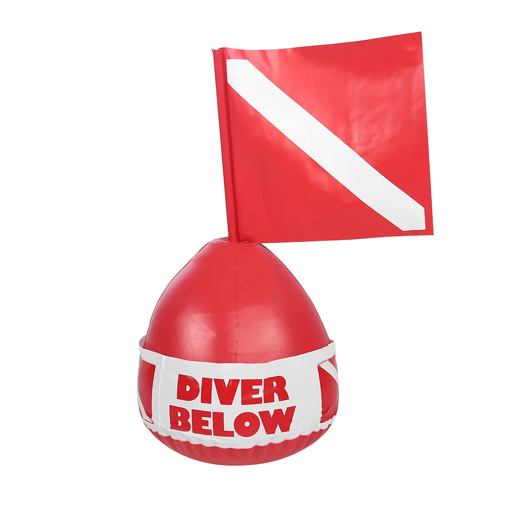 Inflatable Dive Buoy with Flag PVC Diving Surface Marker Inflatable Signal Floater Dive Bouy Ball with Flag