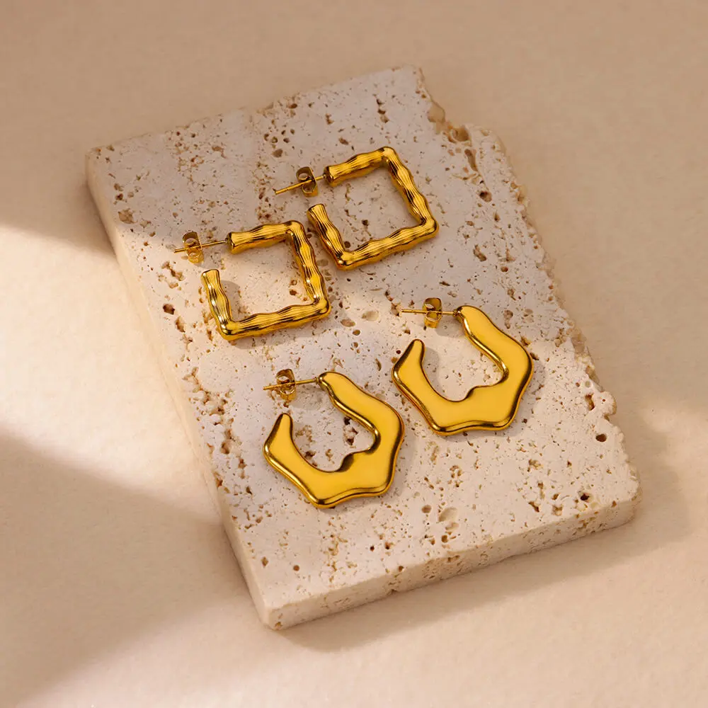 Stainless Steel Stud Earrings Geometric Wedding Jewelry
