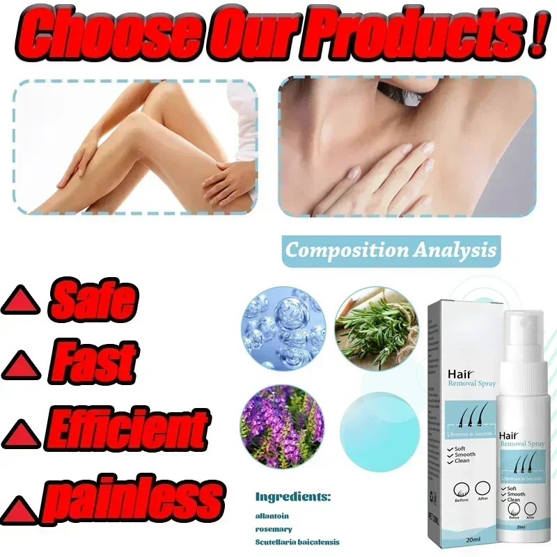 ᶠᴿᴱᴱ  Painless Hair Removal Spray Permanent Hair Removal Underarm Legs Arms Hair Growth Inhibitor Body Care Cream 4