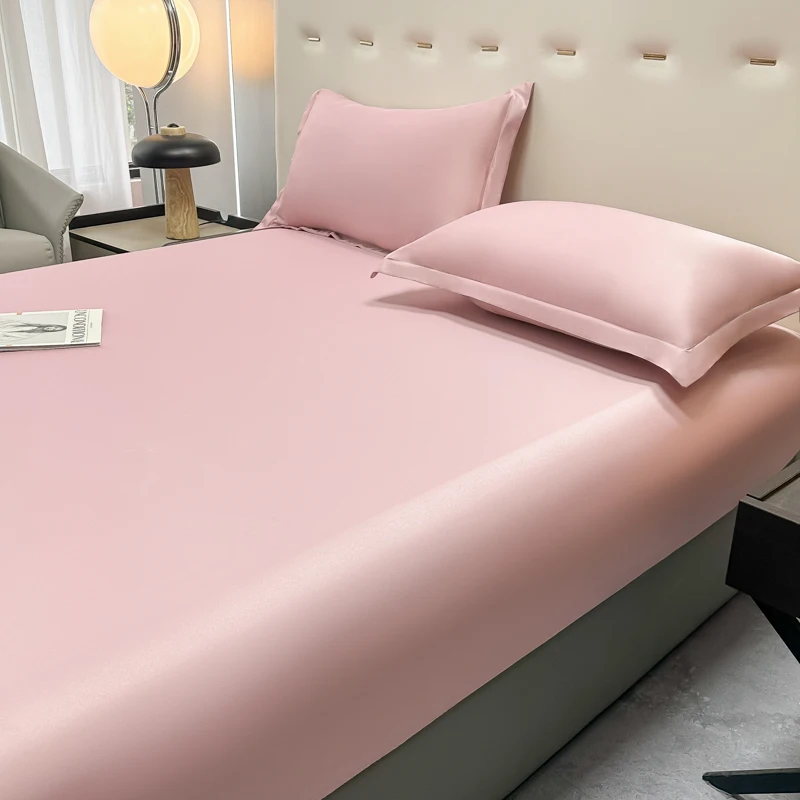 Luxury Satin Fitted Sheet SolidColor Twin Bed, Full SizeIce SilkMattress Cover, Natural Elastic Band, Synthetic Silk Bed Sheet 3