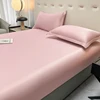 Luxury Satin Fitted Sheet SolidColor Twin Bed, Full SizeIce SilkMattress Cover, Natural Elastic Band, Synthetic Silk Bed Sheet 3