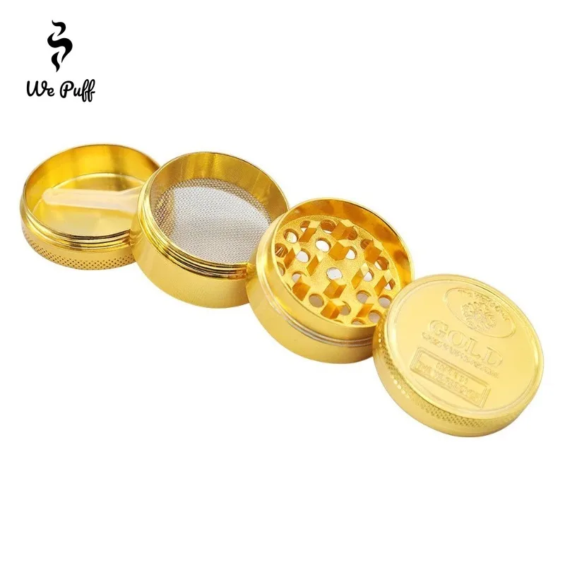 4 Layer 40/50/63mm Grass Grinder Gold Metal Manual Herbal Crusher Grinder for Smoking Accessories Tobacco Cutting Pipe Herb Mill