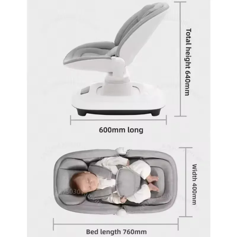 Sedia elettrica lenitiva per bambini Sedia a dondolo di lusso per bambini collegabile all'APP 360 ° Sedia a dondolo girevole per bambini con schienale regolabile - immagine 3