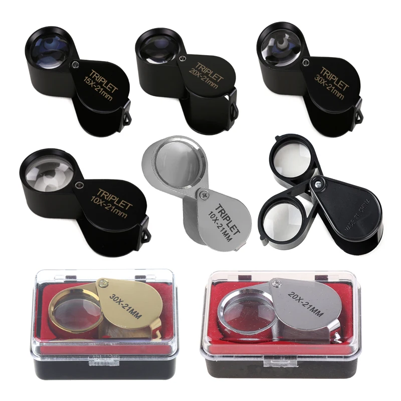 

Handheld Glass 10X/15X/20X/30X Lens Eye-Loupe Magnifier for Science Inspection Jewelry Coin Stamps