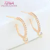 4PCS 11*18MM 18K Gold Color Brass and Zircon C Shaped Earrings Stud Earring Findings For DIY Earrings Jewelry Accessory