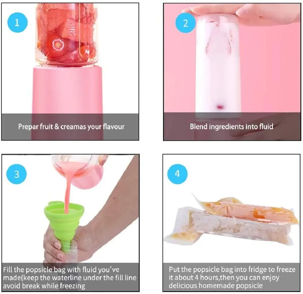 Ice Cream Molds 100Pcs Large Freeze Pop Bags With Silicone Funnel