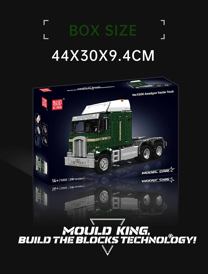 Mould King 13202 Technisches Auto-Spielzeug Der RC K100 Aerodyne Traktor-LKW Baustein-Set LKW-Bausatz Kinder Weihnachtsgeschenk – Detail 7