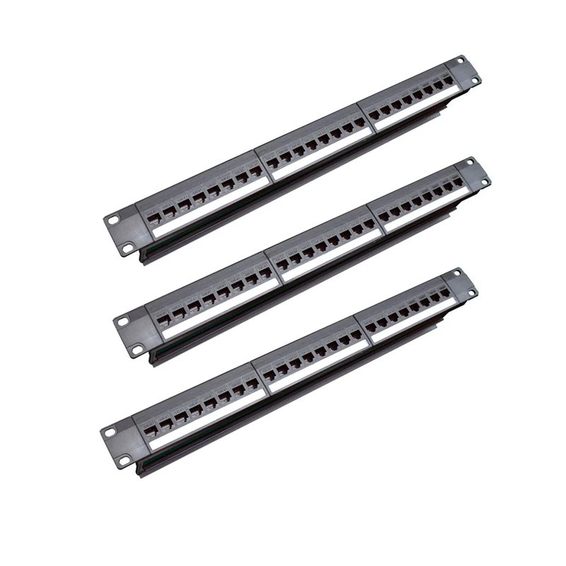 

3X 19Inch 1U Cabinet Rack Pass-Through 24 Port CAT6 Patch Panel RJ45 Contact Port (RJ45 Contact Port) Modular Frame