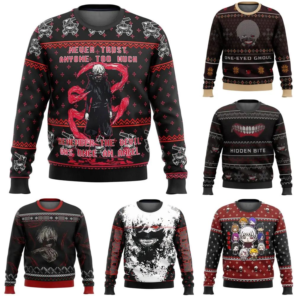 

Tokyo Ghoul Trust Ugly Christmas Clothes Gift Santa Claus Pullover Men Women Oversized Japanese Anime Autumn Winter Sweatshirt