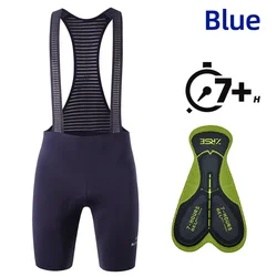 Men's Seamless Padded Pro Team Cycling Bib Shorts - Breathable Outdoor Riding Tights for 7 - Hour Comfort (Blue)