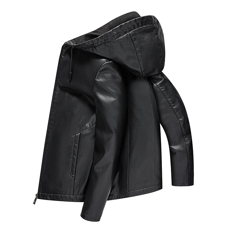 Men Leather Jacket YN-2261 Spring And Autumn Thin Men's Youth Leather Jacket Plus Velvet Hooded Casual Wear Fashion Available In Thickness