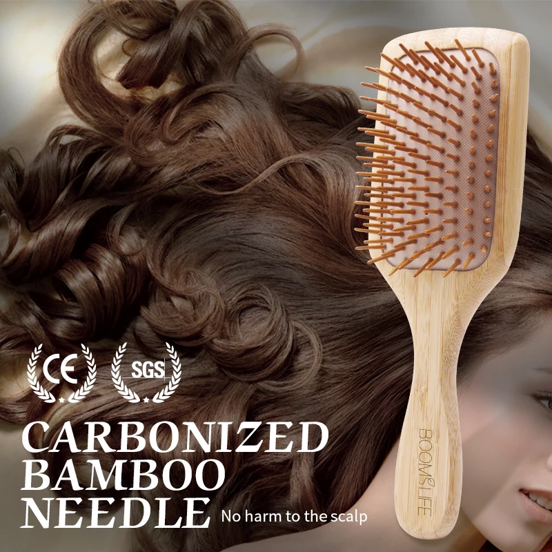 Bamboo Hair Brush Women Styling Detangling Wide Teeth Wood Comb for Hair Massage Scalp Anti-static Hair Combs Curly Girl Method angle grinding wheel wood carving disc 5 8 inch 6 teeth for polishing sanding carving grinding wheel plate blue