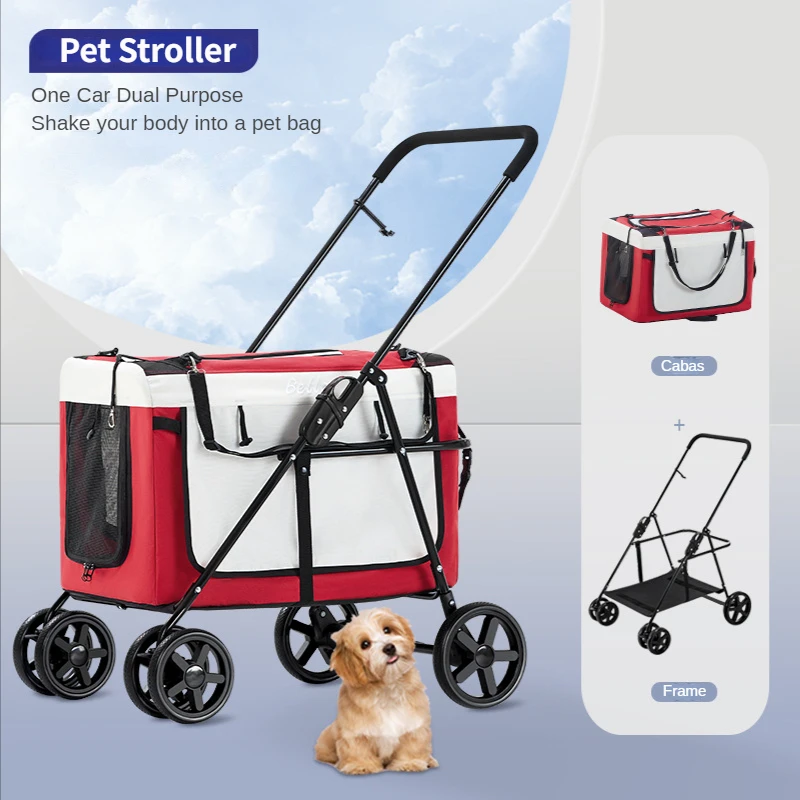 

Detachable Pet Stroller Dog Trolley Lightweight Portable Foldable Cat Cart Load Bearing 20kg Dog Strollers for Small Dogs