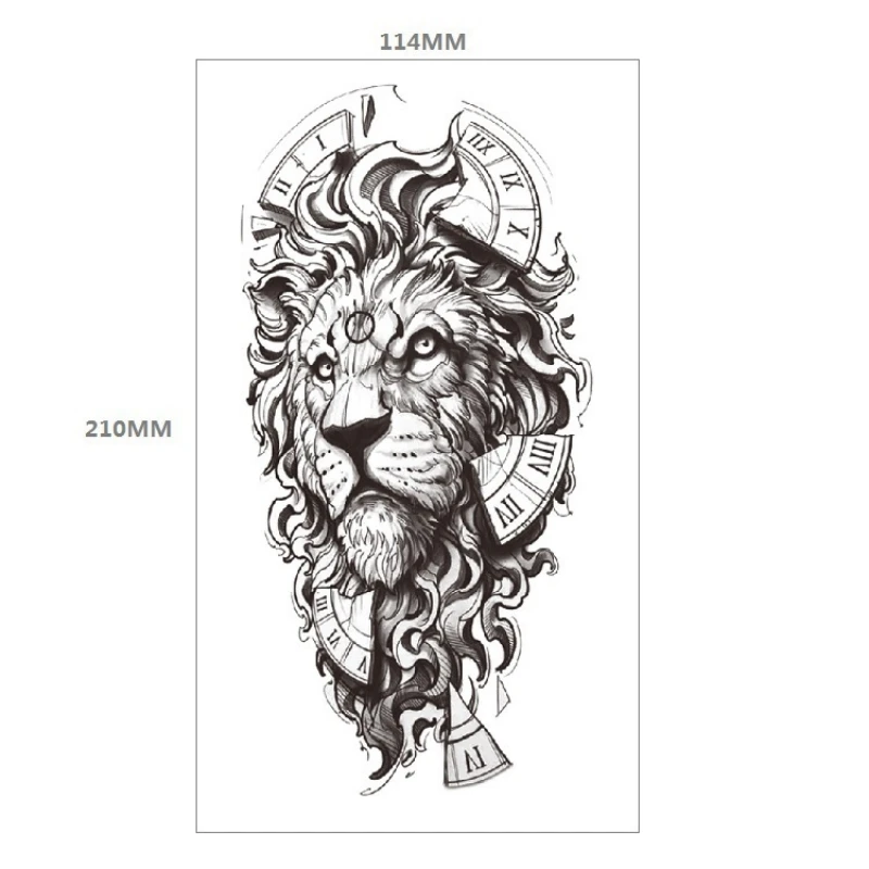 12pcs/set Black Forest Tattoo Sticker For Men Women Tiger Wolf Death Skull Temporary Fake Henna Skeleton King Animal Tatoo