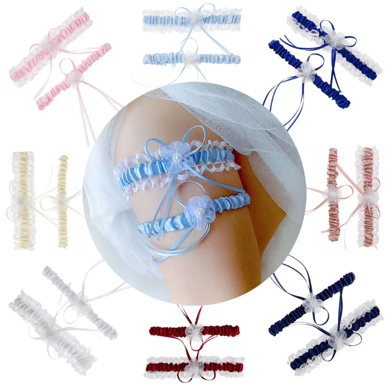 

Новинка 2 шт./компл. Свадебные Подвязки для невесты свадебное украшение для невесты слоновая кость кружевные цветочные Стразы с бантом Женская Дамская подвязка поставка для вечеринки в честь рождения