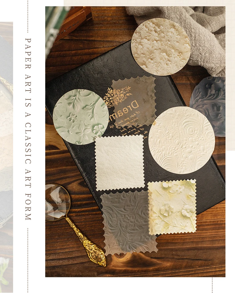 20 teile/paket Vintage Textur Reliefs Papier DIY Scrapbooking Collage Materialien Dekor Junk Journal Ästhetik Hintergrund papier – Detail 6
