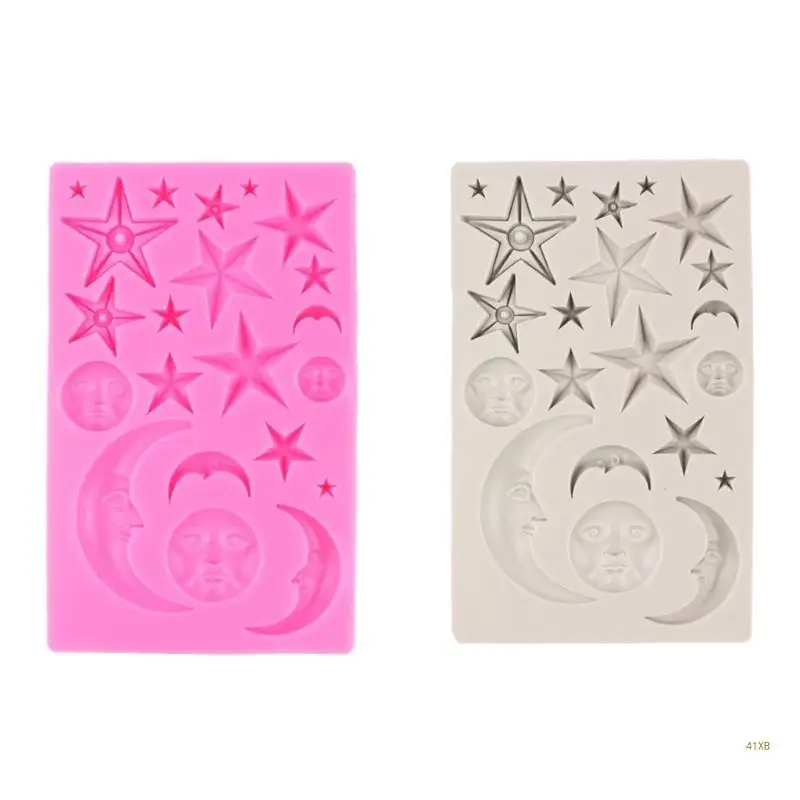 

41XB Moon Sun Resin Mold Fondant Silicone Mold DIY Cake Pastry Baking Mold