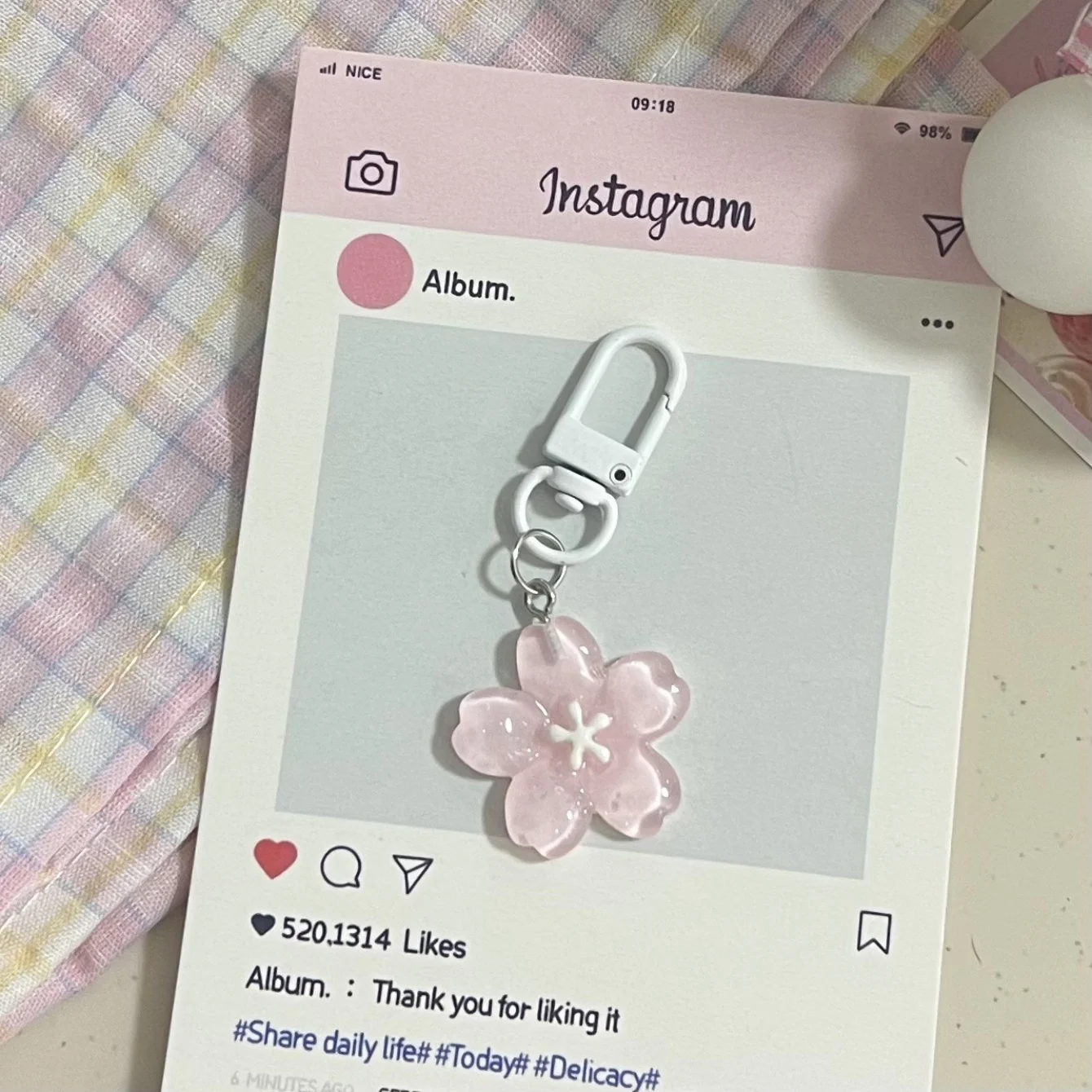 Sakura Key Chain - D-Shaped Buckle Detail