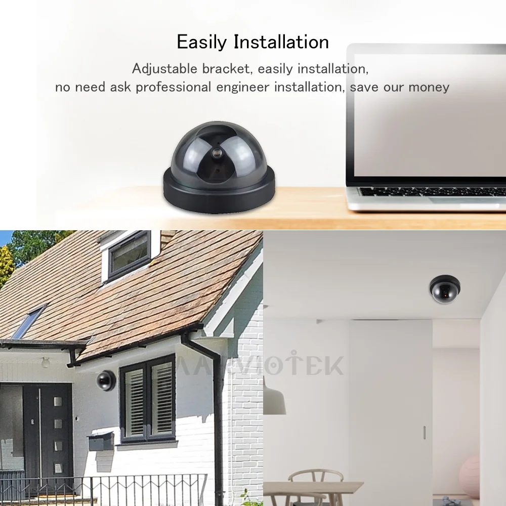 Fake Camera Dummy Surveillance Cameras Home Security Dummy Camera Mini LED Light Fake Dome Simulated Video Surveillance Camera