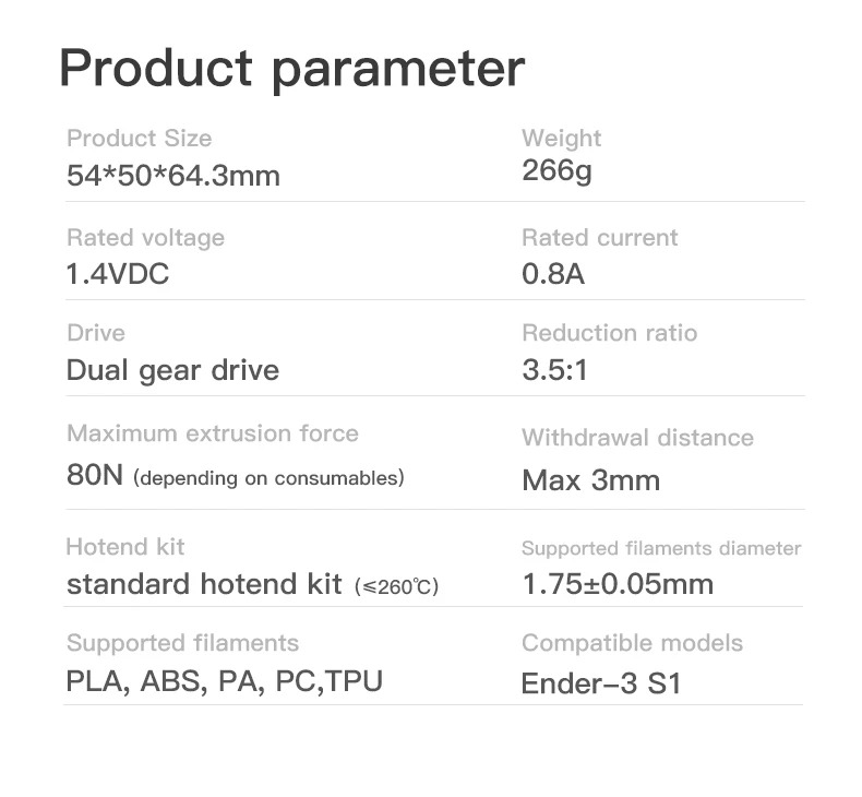 printhead for printer CREALITY 3D Original Ender-3 S1 Standard Sprite Extruder 3.5:1 Gear Ratio Dual Gear Direct Bowden Extrusion for Ender-3 S1 synchronous belt