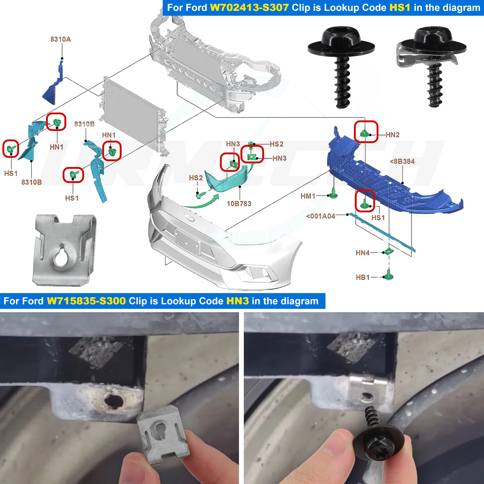 T30 Engine Splash Shield Guard Undertray Cover Screw Bolt U Nut Clip Door Trim Panel Rivet for Ford Focus Fusion Escape Explorer